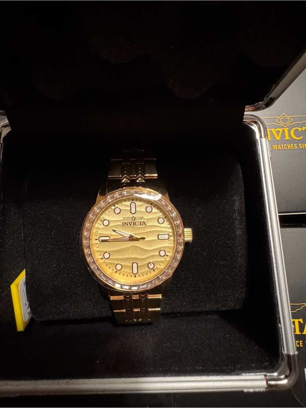 Invicta Men's Gold-Tone Watch with Crystal Bezel and Gold Dial - Picture 4 of 5